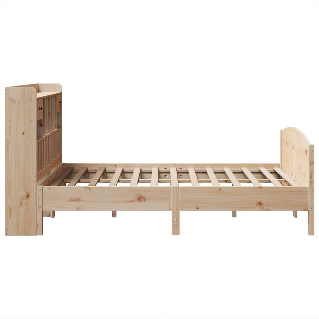 Bookcase Bed without Mattress 150x200 cm King Size Solid Wood Pine