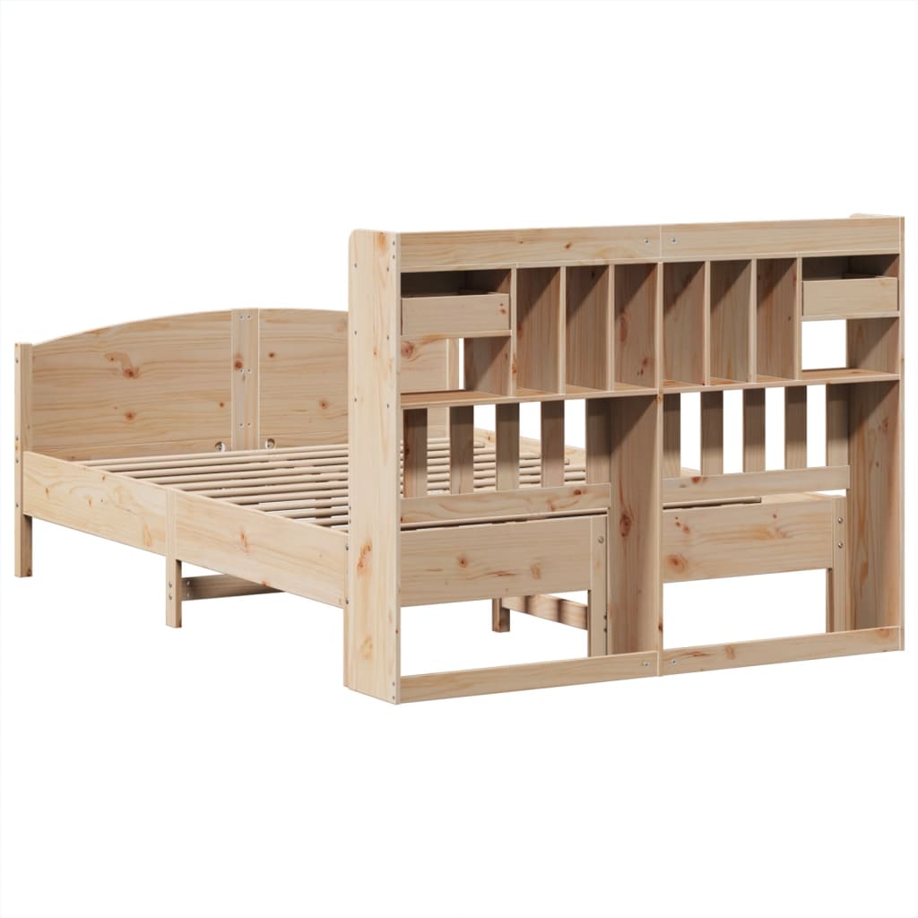 Bookcase Bed without Mattress 150x200 cm King Size Solid Wood Pine