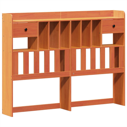 Bookcase Bed without Mattress Wax Brown 150x200 cm King Size Solid Wood Pine