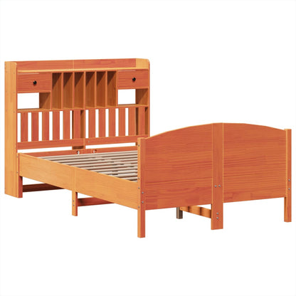 Bookcase Bed without Mattress Wax Brown 135x190 cm Double Solid Wood Pine