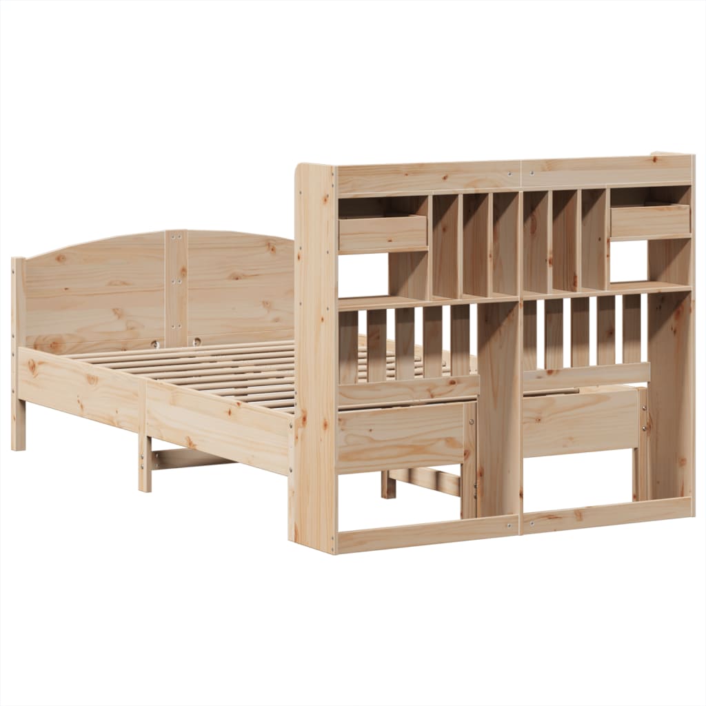 Bookcase Bed without Mattress 120x190 cm Small Double Solid Wood Pine