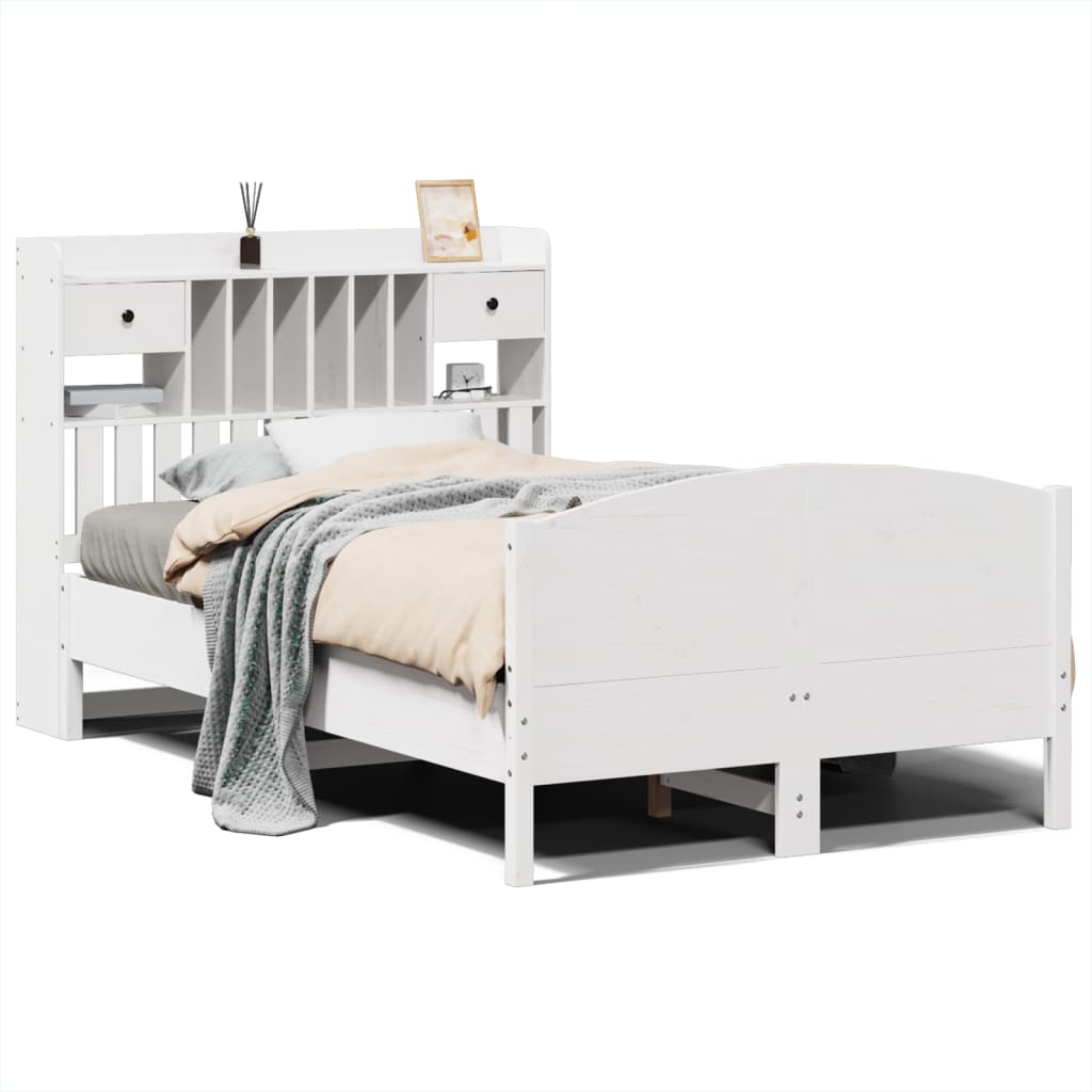 Bookcase Bed without Mattress White 120x190 cm Small Double Solid Wood Pine