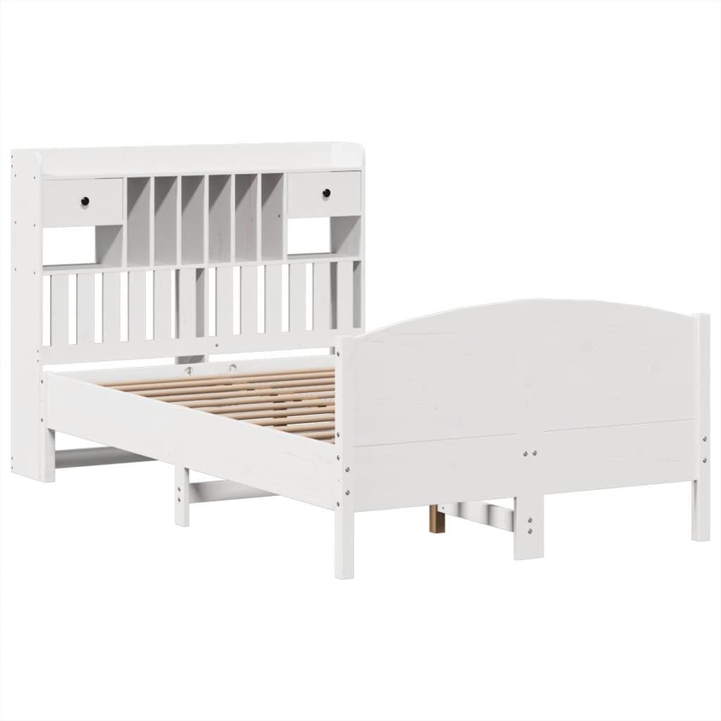 Bookcase Bed without Mattress White 120x190 cm Small Double Solid Wood Pine