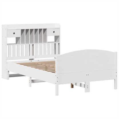 Bookcase Bed without Mattress White 120x190 cm Small Double Solid Wood Pine