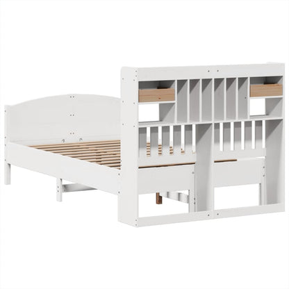 Bookcase Bed without Mattress White 120x190 cm Small Double Solid Wood Pine