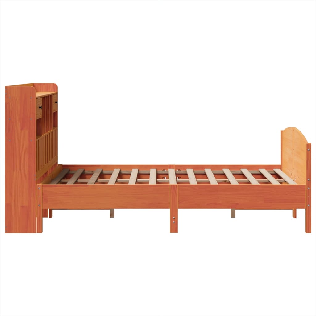 Bookcase Bed without Mattress Wax Brown 120x190 cm Small Double Solid Wood Pine