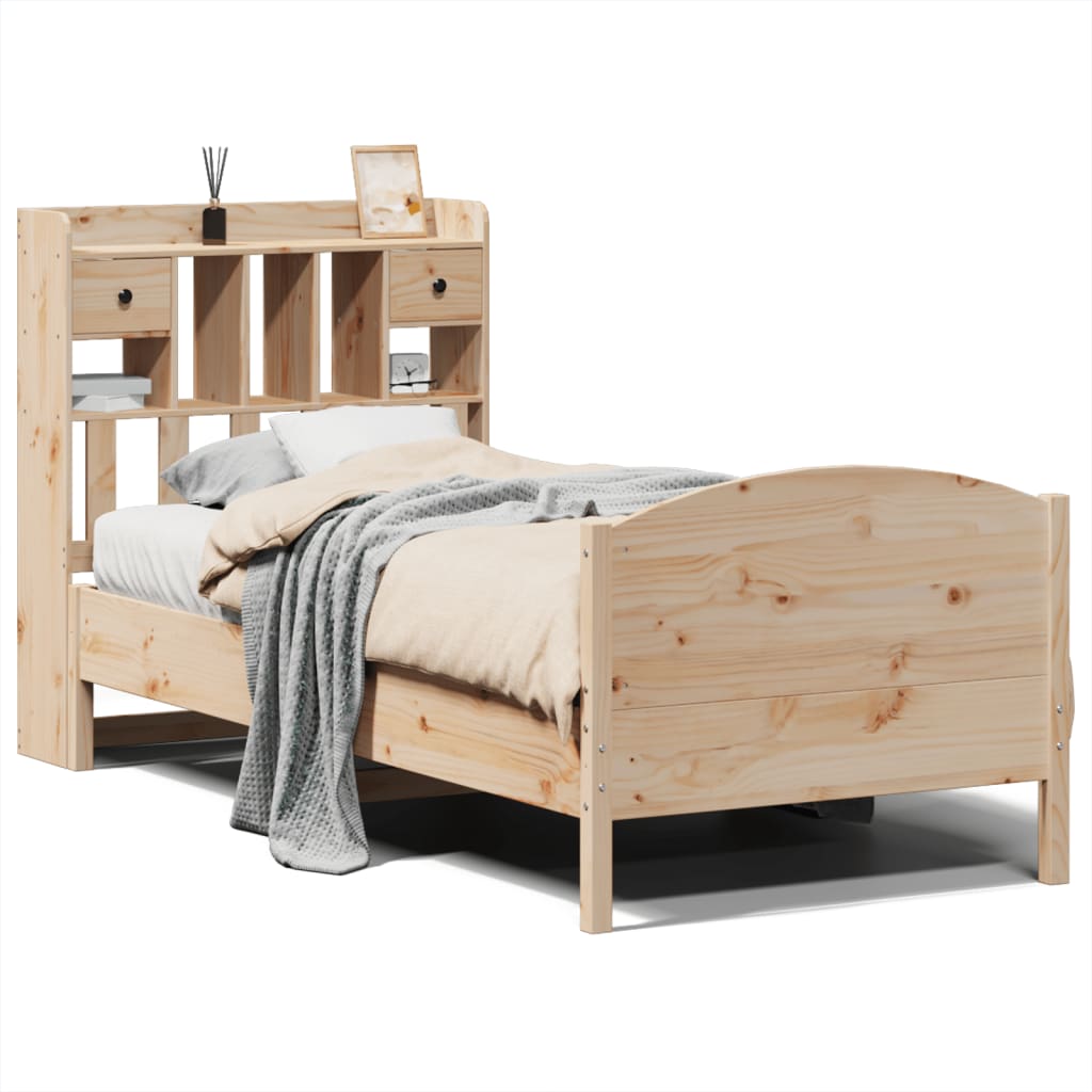 Bookcase Bed without Mattress 90x190 cm Single Solid Wood Pine