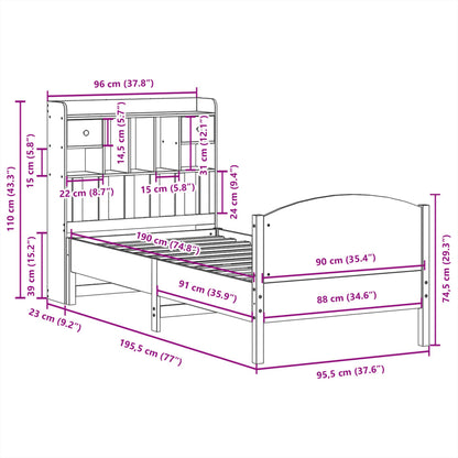 Bookcase Bed without Mattress 90x190 cm Single Solid Wood Pine