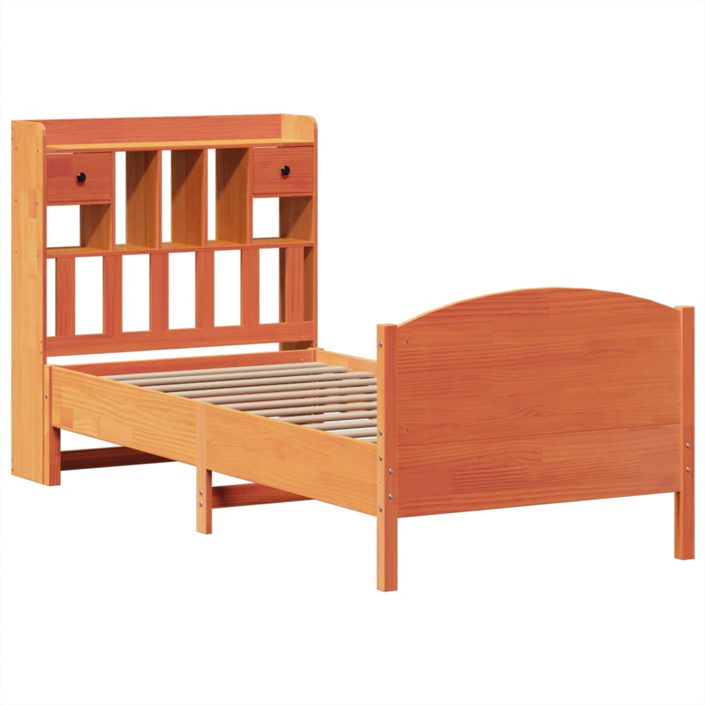 Bookcase Bed without Mattress Wax Brown 90x190 cm Single Solid Wood Pine