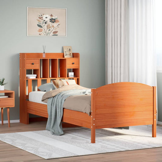 Bookcase Bed without Mattress Wax Brown 90x190 cm Single Solid Wood Pine