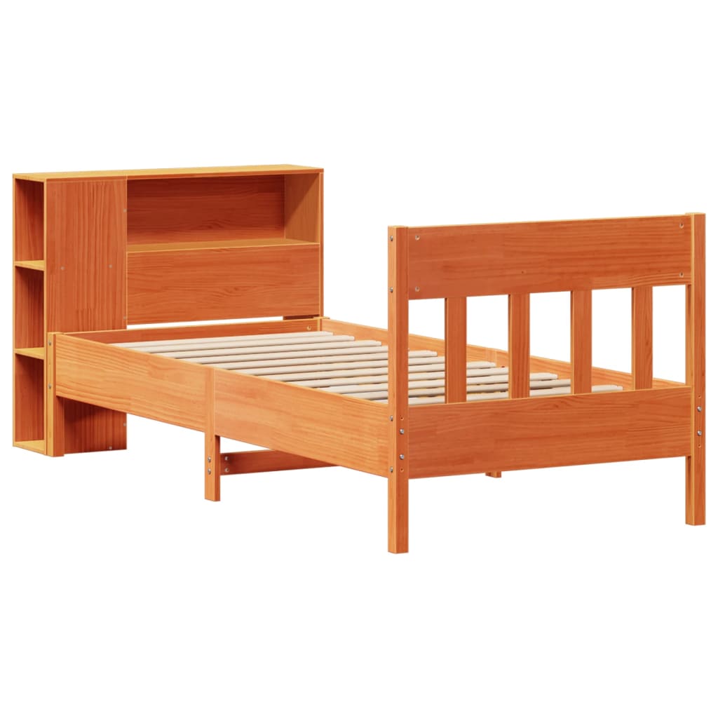 Bookcase Bed without Mattress Wax Brown 90x190 cm Single Solid Wood Pine