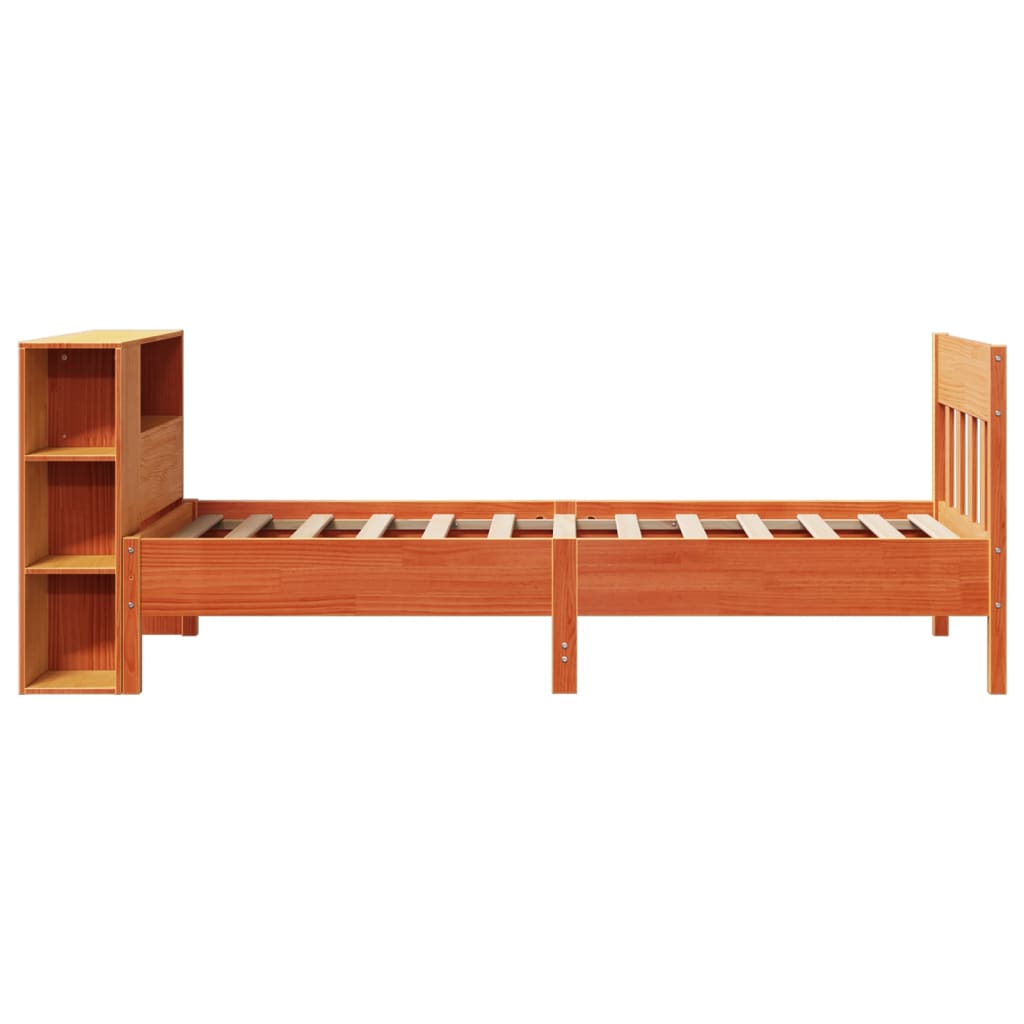 Bookcase Bed without Mattress Wax Brown 90x190 cm Single Solid Wood Pine