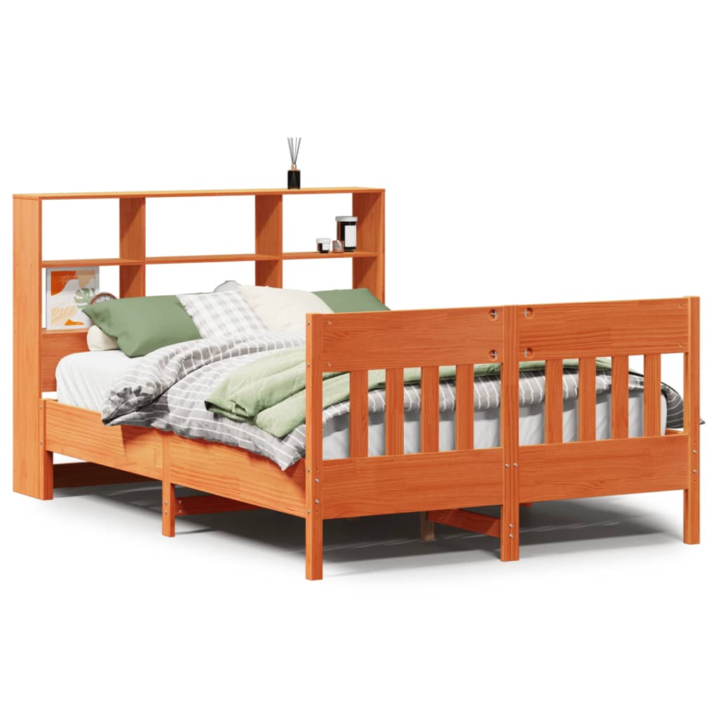 Bed Frame without Mattress Wax Brown 120x190 cm Small Double Solid Wood Pine