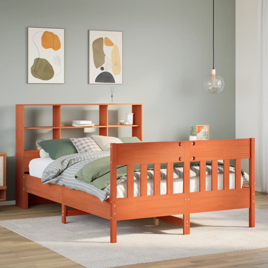 Bed Frame without Mattress Wax Brown 120x190 cm Small Double Solid Wood Pine