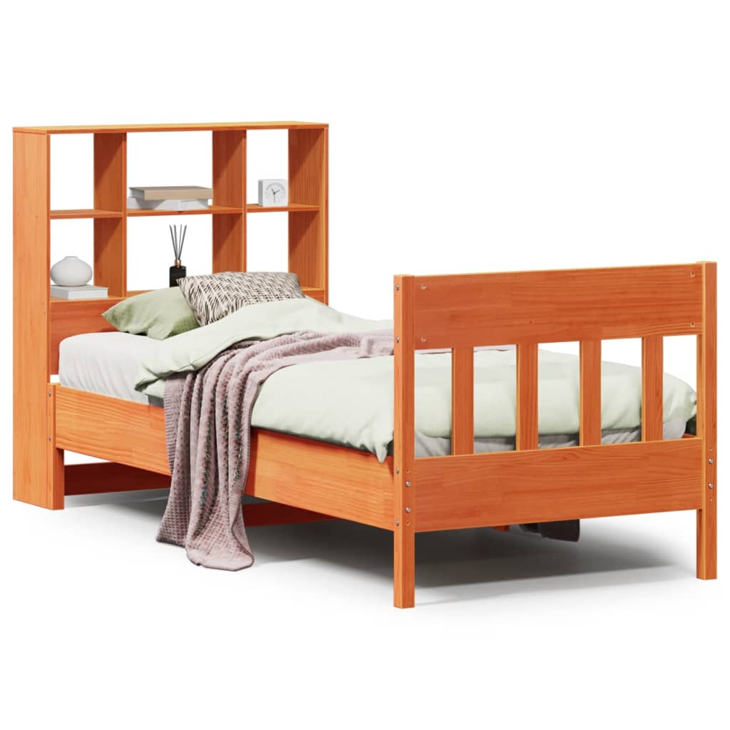 Bed Frame without Mattress Wax Brown 90x190 cm Single Solid Wood Pine