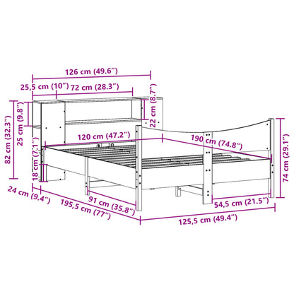 Bed Frame without Mattress Wax Brown 120x190 cm Small Double Solid Wood Pine