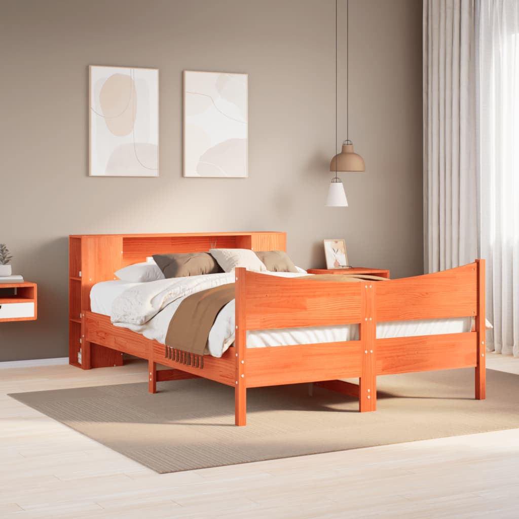 Bed Frame without Mattress Wax Brown 120x190 cm Small Double Solid Wood Pine