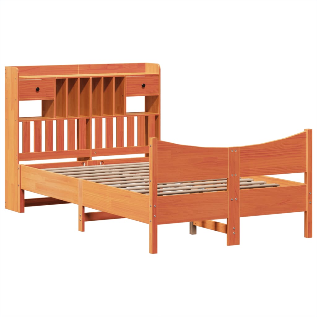 Bed Frame without Mattress Wax Brown 120x190 cm Small Double Solid Wood Pine