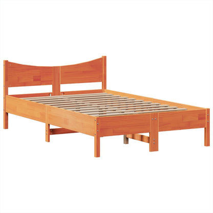 Bed Frame without Mattress Wax Brown 120x190 cm Small Double Solid Wood Pine