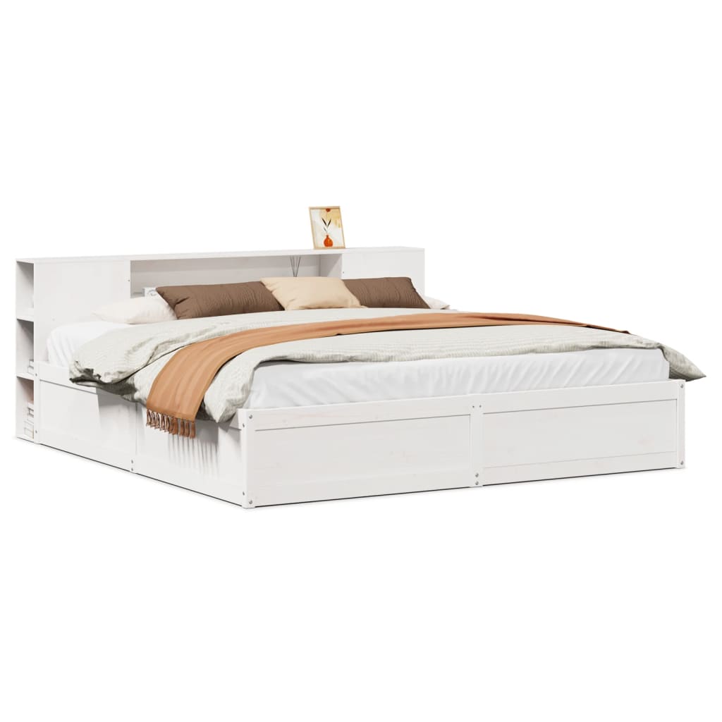 Bed Frame without Mattress White 200x200 cm Solid Wood Pine