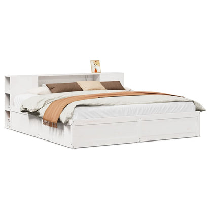 Bed Frame without Mattress White 200x200 cm Solid Wood Pine