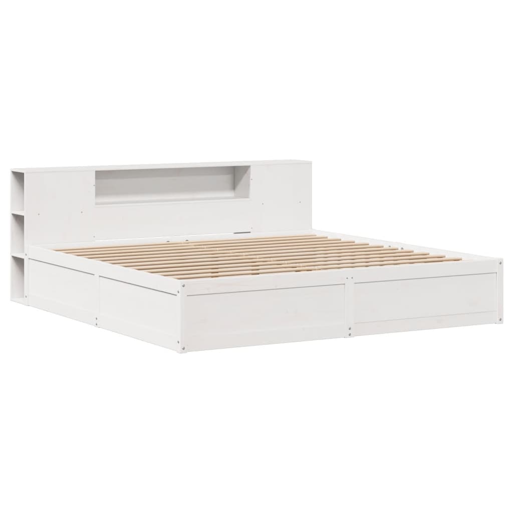 Bed Frame without Mattress White 200x200 cm Solid Wood Pine