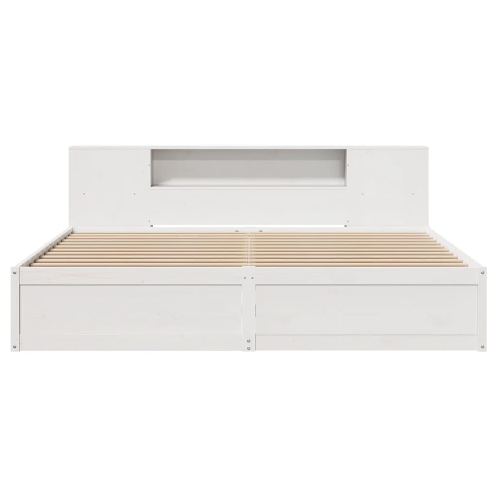 Bed Frame without Mattress White 200x200 cm Solid Wood Pine