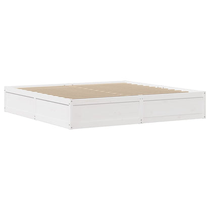 Bed Frame without Mattress White 200x200 cm Solid Wood Pine