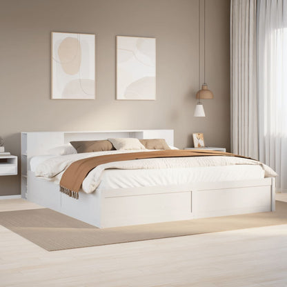 Bed Frame without Mattress White 200x200 cm Solid Wood Pine