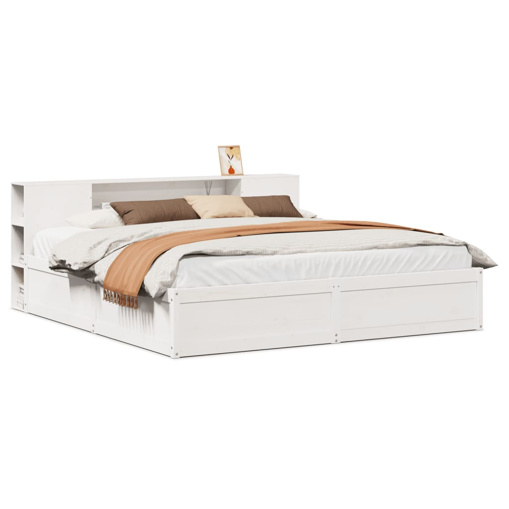 Bed Frame without Mattress White 180x200 cm Super King Solid Wood Pine