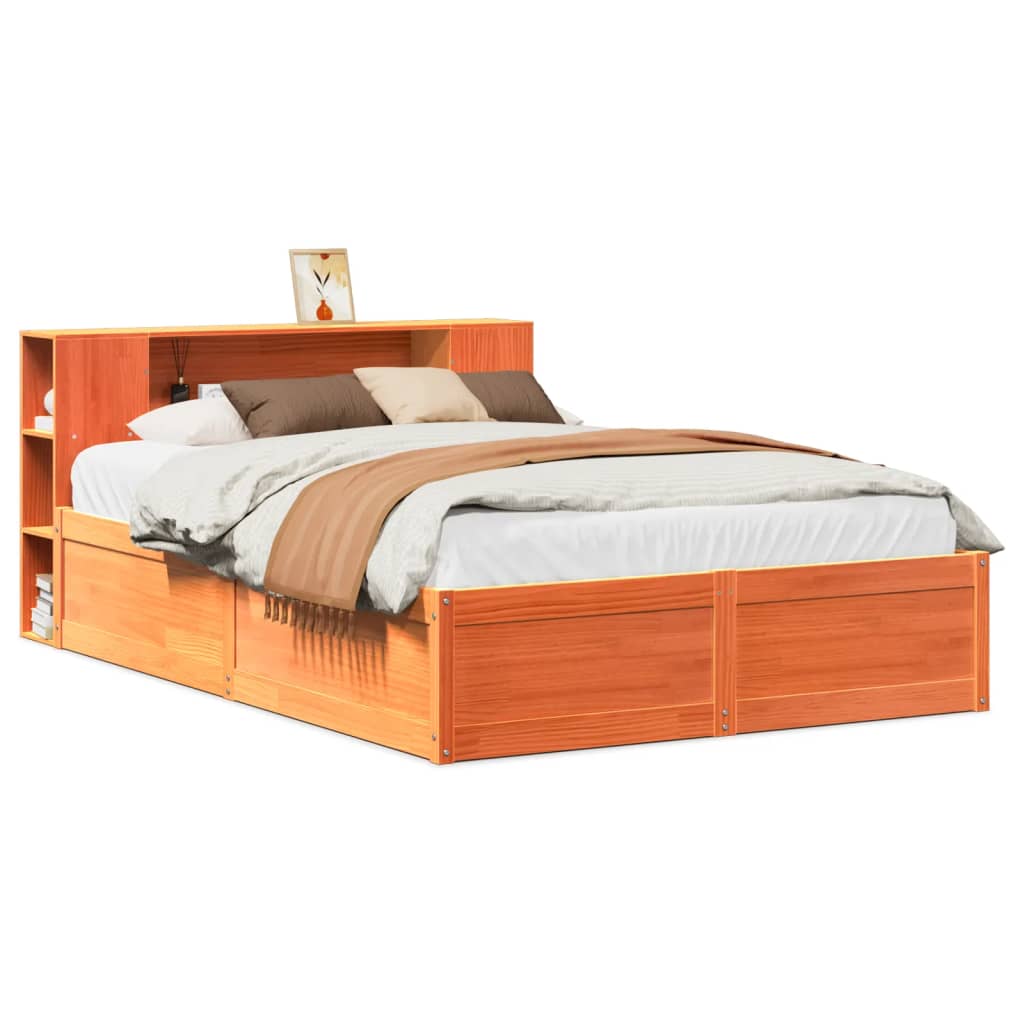 Bed Frame without Mattress Wax Brown 160x200 cm Solid Wood Pine