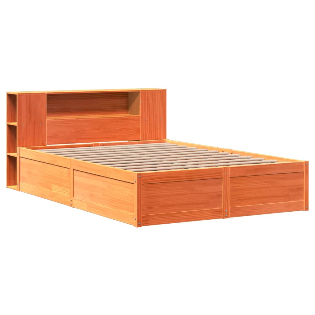 Bed Frame without Mattress Wax Brown 160x200 cm Solid Wood Pine