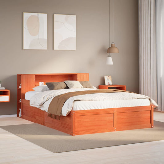 Bed Frame without Mattress Wax Brown 160x200 cm Solid Wood Pine