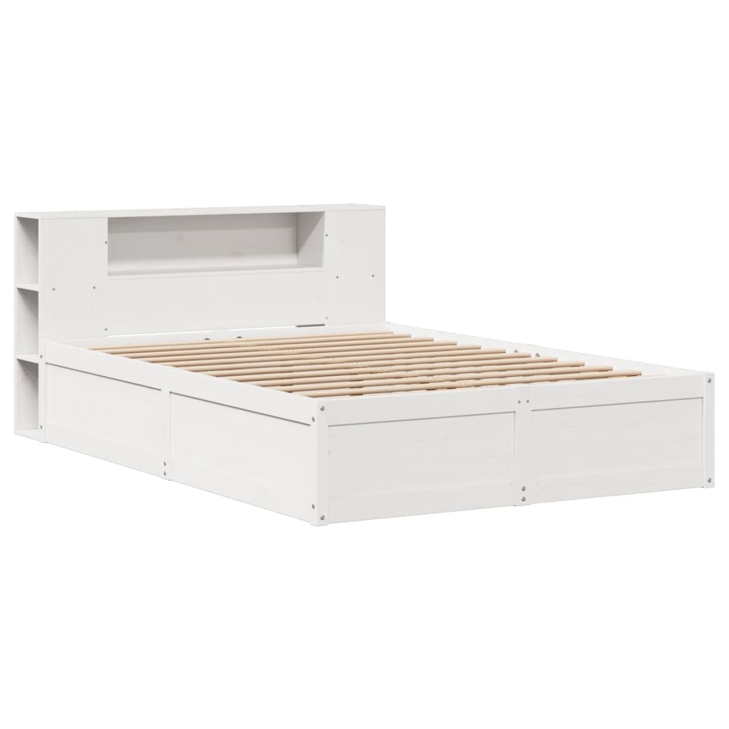 Bed Frame without Mattress White 150x200 cm King Size Solid Wood Pine