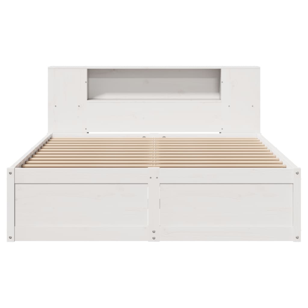 Bed Frame without Mattress White 150x200 cm King Size Solid Wood Pine