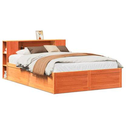 Bed Frame without Mattress Wax Brown 140x200 cm Solid Wood Pine