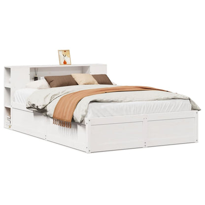 Bed Frame without Mattress White 140x190 cm Solid Wood Pine