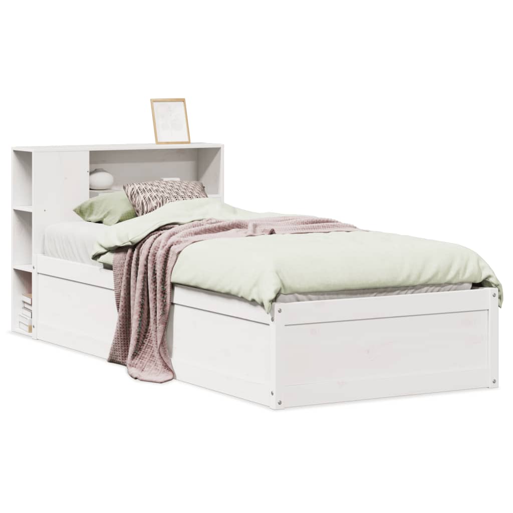 Bed Frame without Mattress White 100x200 cm Solid Wood Pine