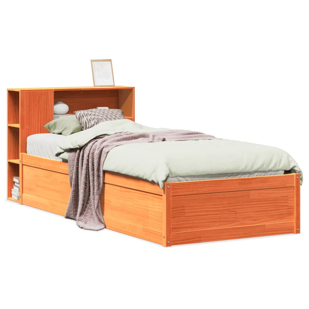 Bed Frame without Mattress Wax Brown 100x200 cm Solid Wood Pine