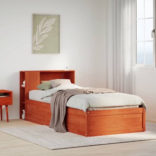 Bed Frame without Mattress Wax Brown 100x200 cm Solid Wood Pine