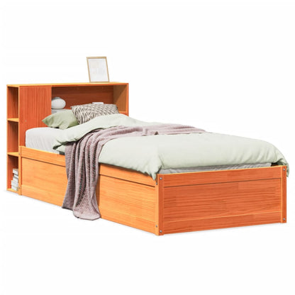 Bed Frame without Mattress Wax Brown 90x200 cm Solid Wood Pine