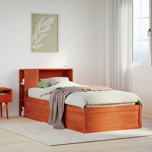 Bed Frame without Mattress Wax Brown 75x190 cm Small Single Solid Wood Pine