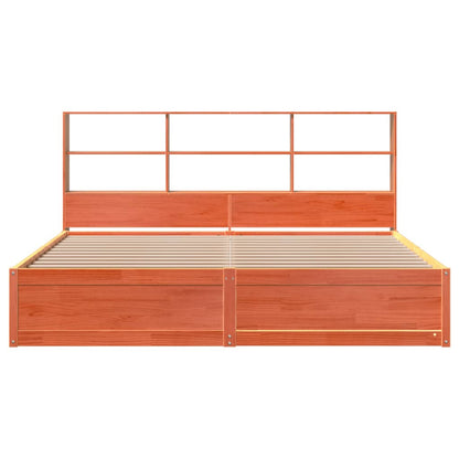 Bed Frame without Mattress Wax Brown 200x200 cm Solid Wood Pine