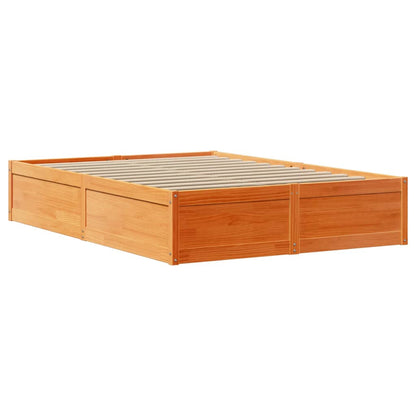 Bed Frame without Mattress Wax Brown 160x200 cm Solid Wood Pine