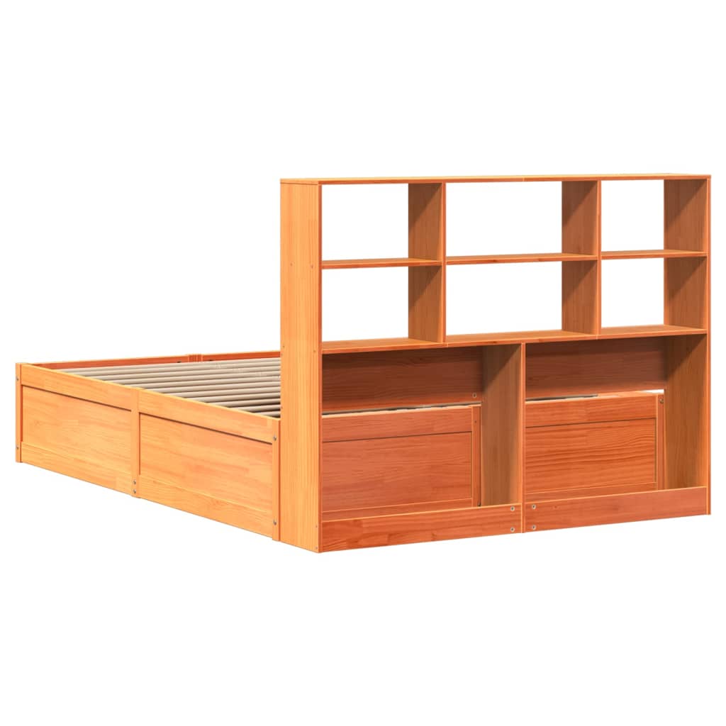 Bed Frame without Mattress Wax Brown 160x200 cm Solid Wood Pine