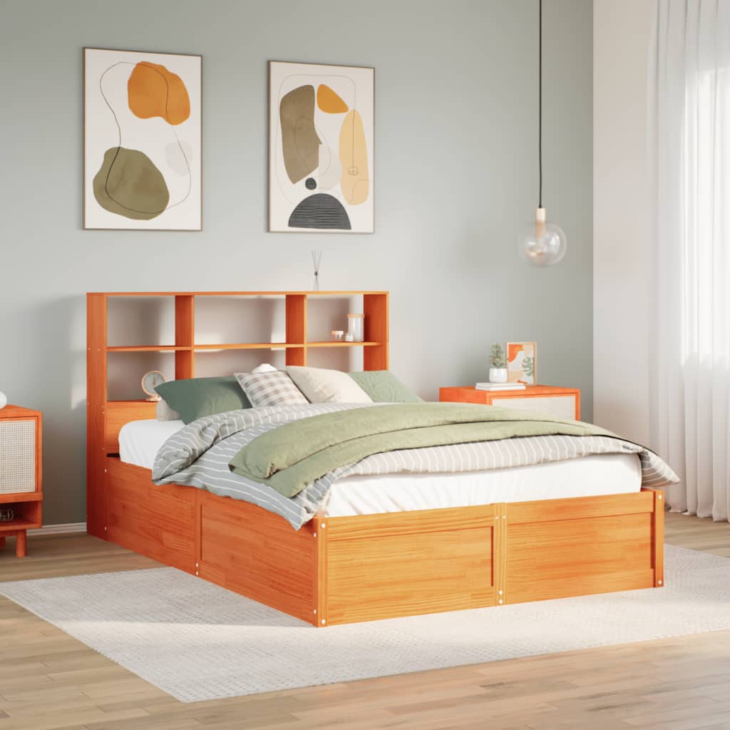 Bed Frame without Mattress Wax Brown 160x200 cm Solid Wood Pine