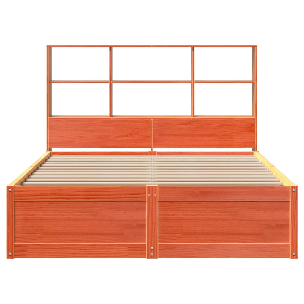 Bed Frame without Mattress Wax Brown 150x200 cm King Size Solid Wood Pine