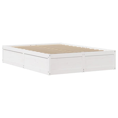 Bed Frame without Mattress White 135x190 cm Double Solid Wood Pine