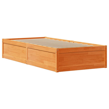 Bed Frame without Mattress Wax Brown 75x190 cm Small Single Solid Wood Pine