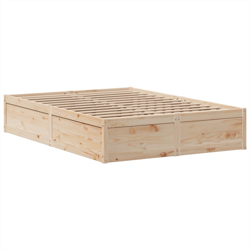 Bed Frame without Mattress 150x200 cm King Size Solid Wood Pine